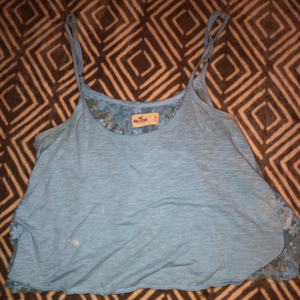 Hollister light blue crop top with lace back